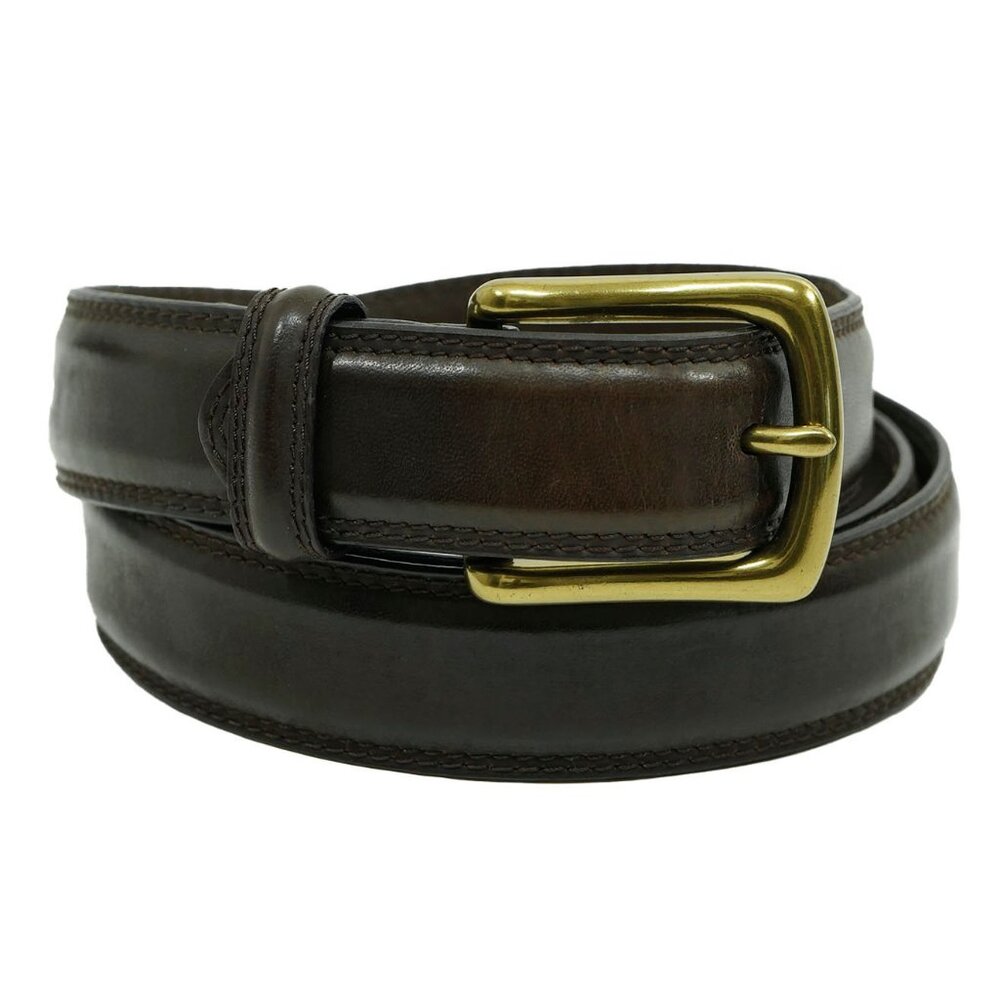 Vintage Brown Leather Brass Buckle Minimalist Tobacco Brown Minimalist Belt